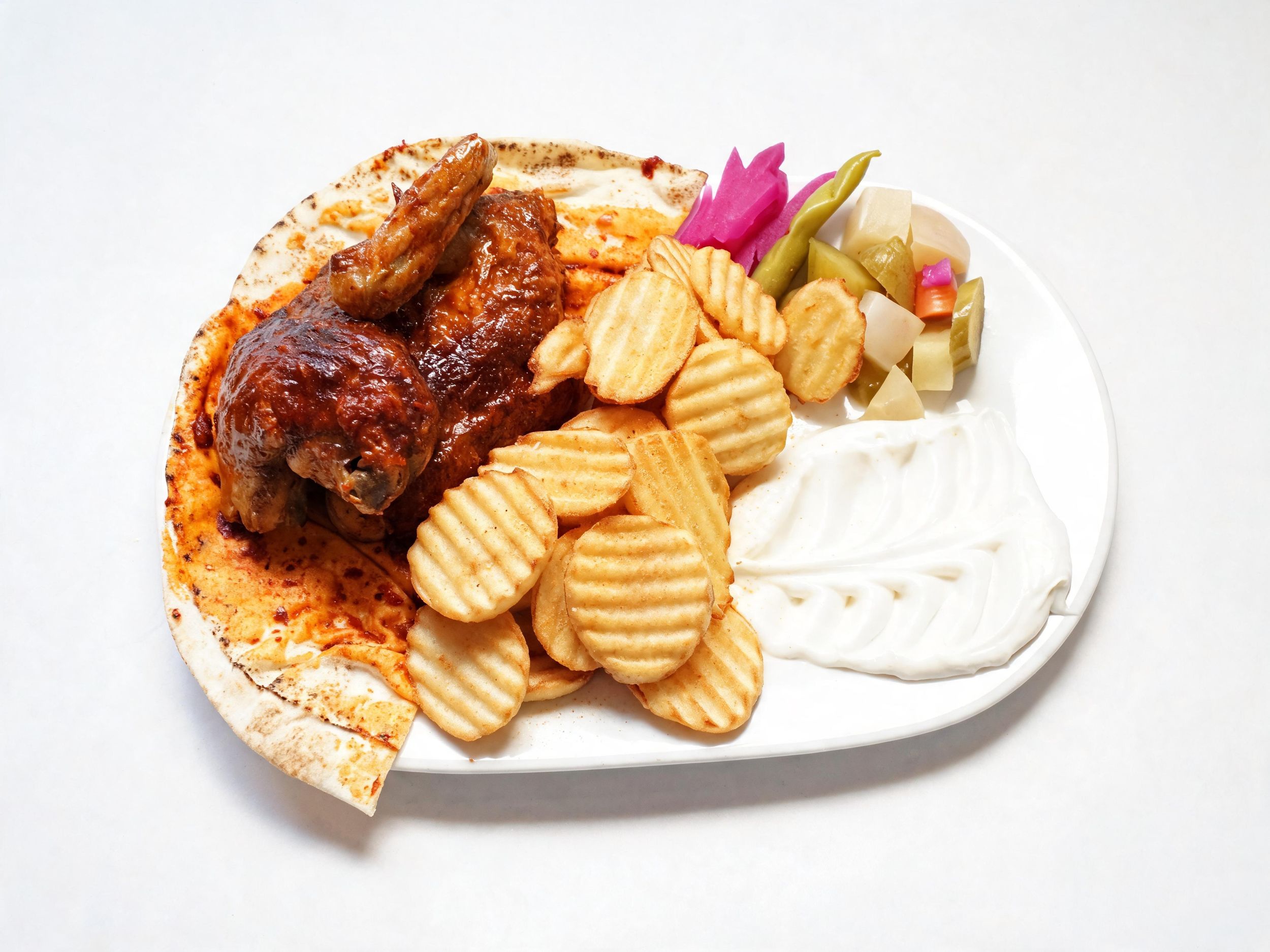 Halbes gegrilltes Hähnchen mit Pommes